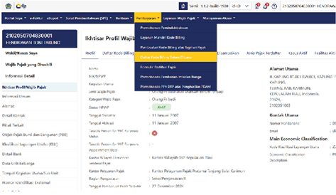 Daftar Kode Billing Belum Dibayar