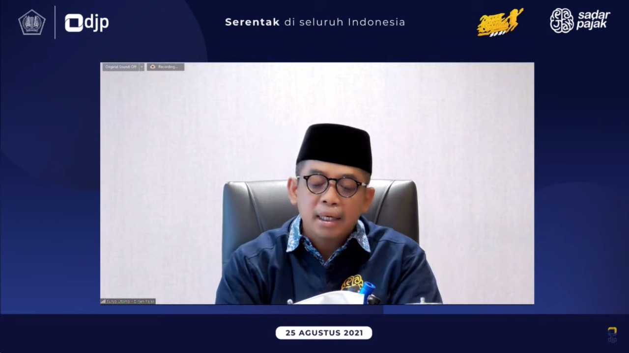 Dirjen Pajak Suryo Utomo menyampaikan laporan dan agenda kegiatan Pajak Bertutur 2021