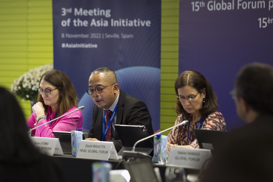 Direktur Jenderal Pajak Suryo Utomo, selaku Chair of Asia Initiative, memimpin jalannya Third Asia Initiative Meeting yang berlangsung di FIBES Conference and Exhibition Center, Spanyol (Selasa, 8/11).