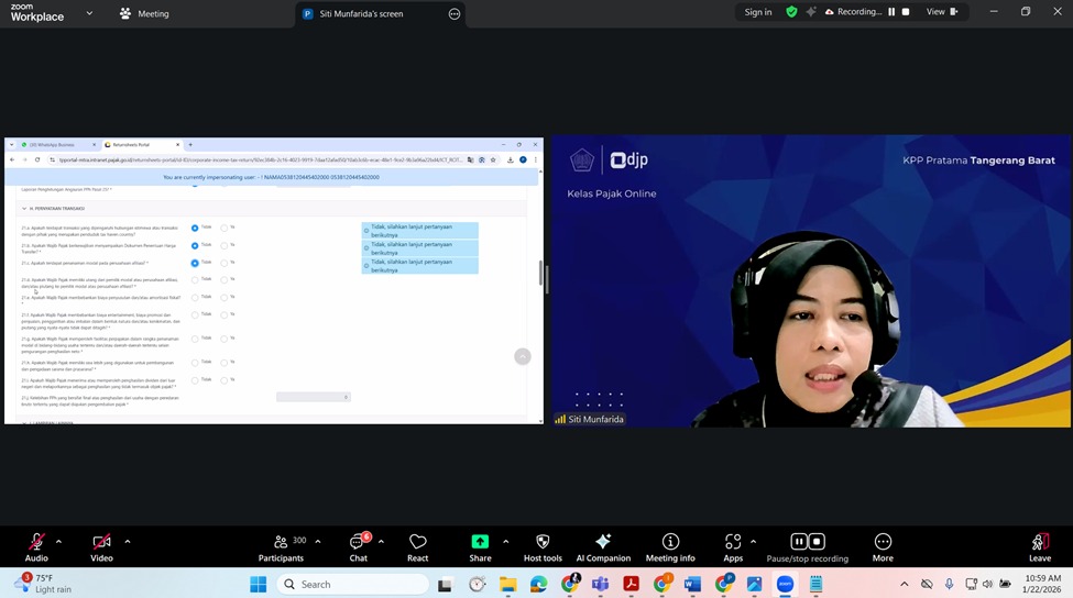 Siti Munfarida memaparkan pengisian SPT Tahunan melalui Coretax
