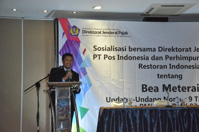 Kepala Kanwil Ditjen Pajak Sumselbabel saat memberi sambutan.