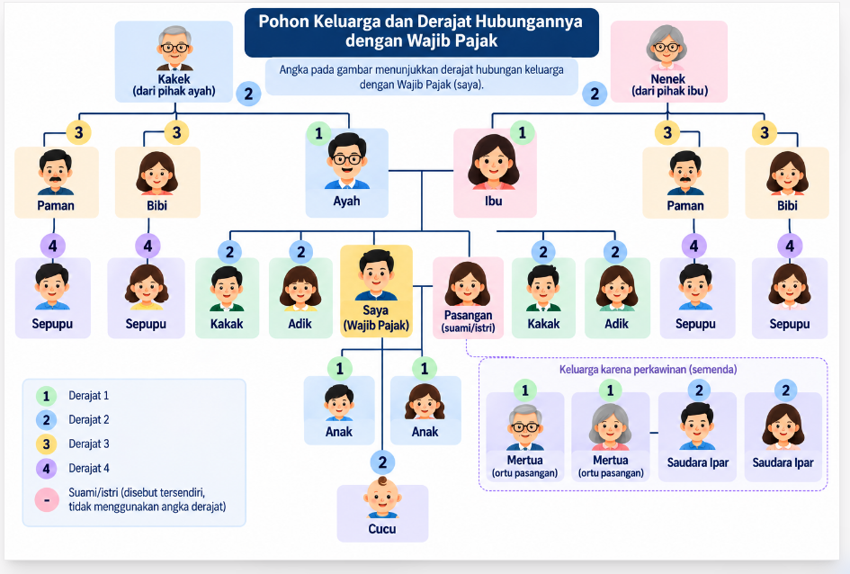 Pohon keluarga dan derajat hubungannya dengan wajib pajak